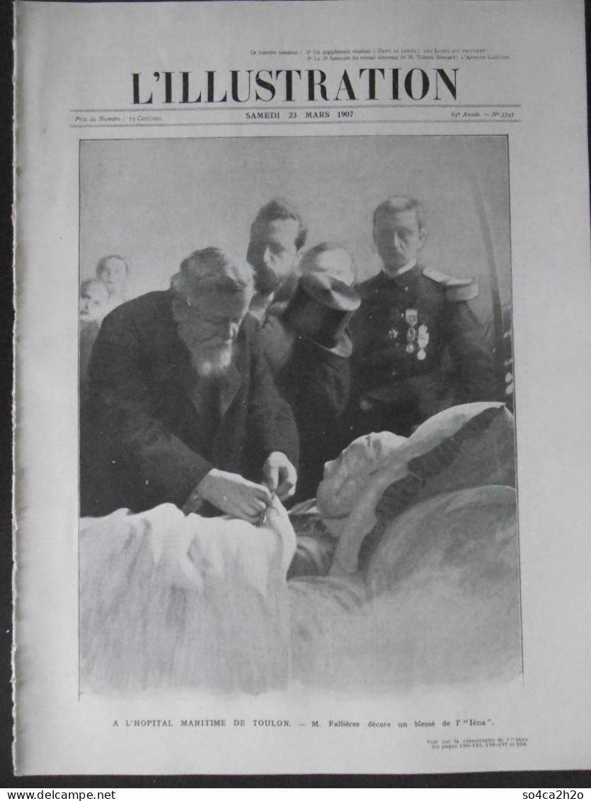 L'ILLUSTRATION N°3343 23/03/1907 La Catastrophe De “ L'Iéna ” Et La Poudre B; Les Obsèques De Casimir Périer - L'Illustration