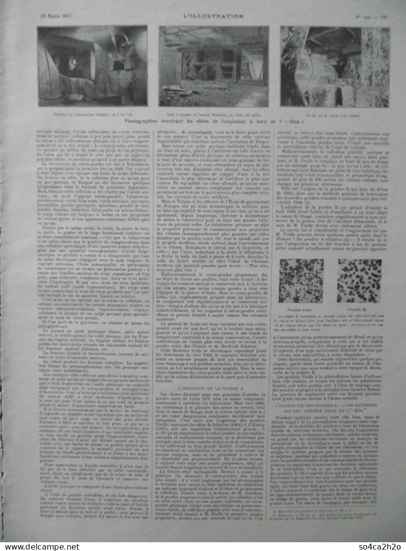 L'ILLUSTRATION N°3343 23/03/1907 La Catastrophe De “ L'Iéna ” Et La Poudre B; Les Obsèques De Casimir Périer - L'Illustration