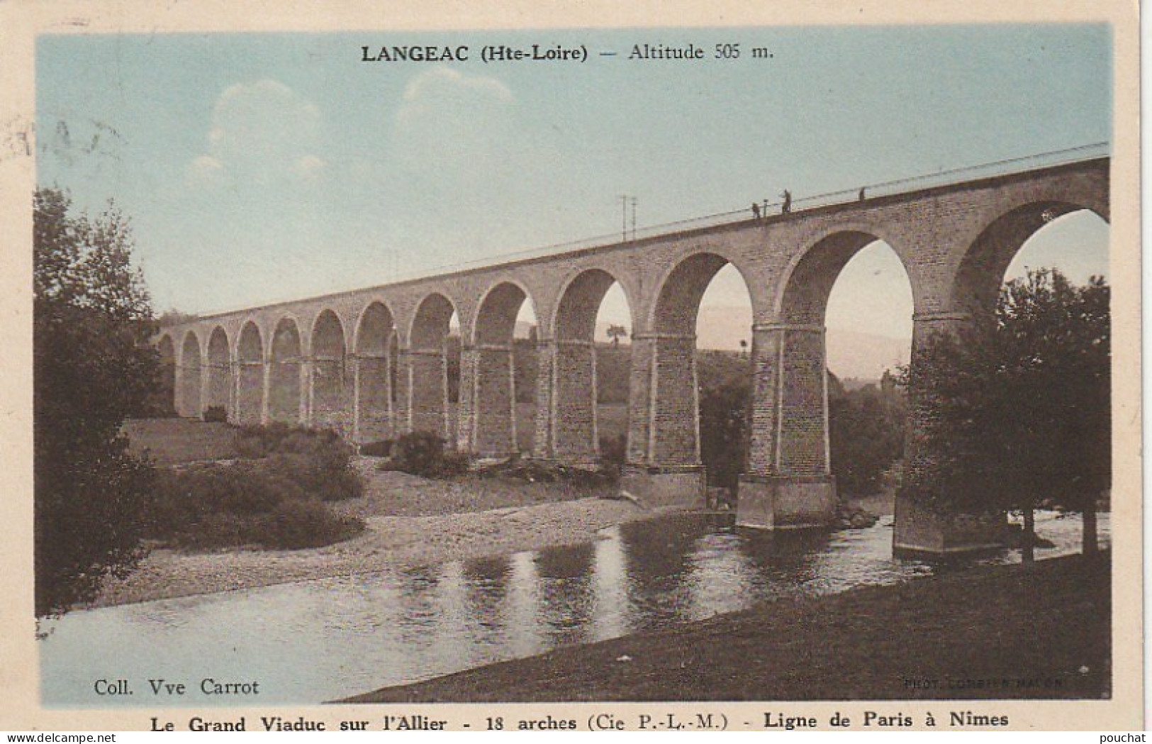 EP 3 -(43) LANGEAC  - LE GRAND VIADUC DE L ' ALLIER - CARTE COLORISEE  -  2 SCANS - Langeac