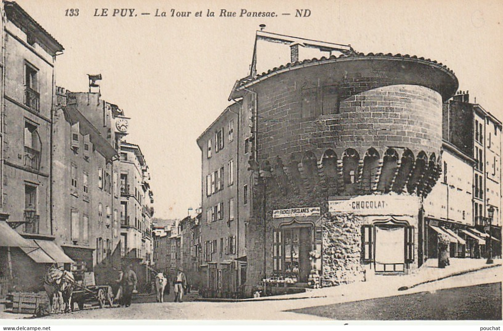 EP 4 -(43) LE PUY -  LA TOUR ET LA RUE PANNESSAC - ANIMATION - CARRIOLE A CHEVAL -  COMMERCE DE PORCELAINES   - 2 SCANS - Le Puy En Velay