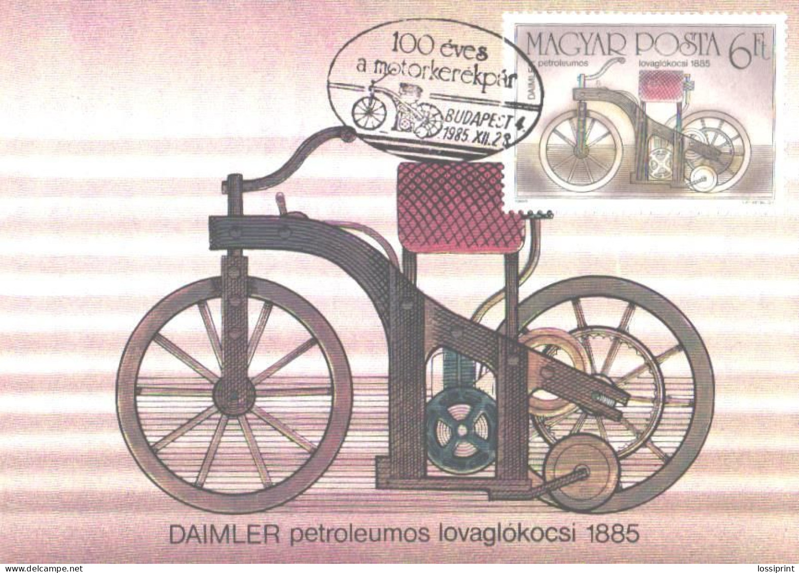 Hungary:Maxi Card, Motorbike Daimler 1885, 1985 - Motorräder