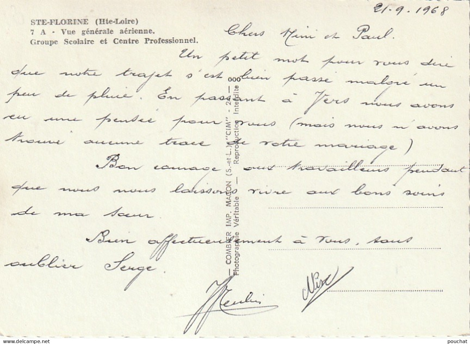 EP 4 -(43) STE FLORINE  - VUE GENERALE AERIENNE - GROUPE SCOLAIRE ET CENTRE PROFESSIONNEL   -  2 SCANS - Autres & Non Classés