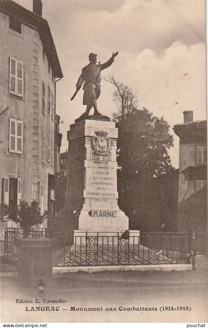 EP 4 -(43) LANGEAC  -   MONUMENT AUX COMBATTANTS  ( 1914-1918)  -  2 SCANS - Langeac