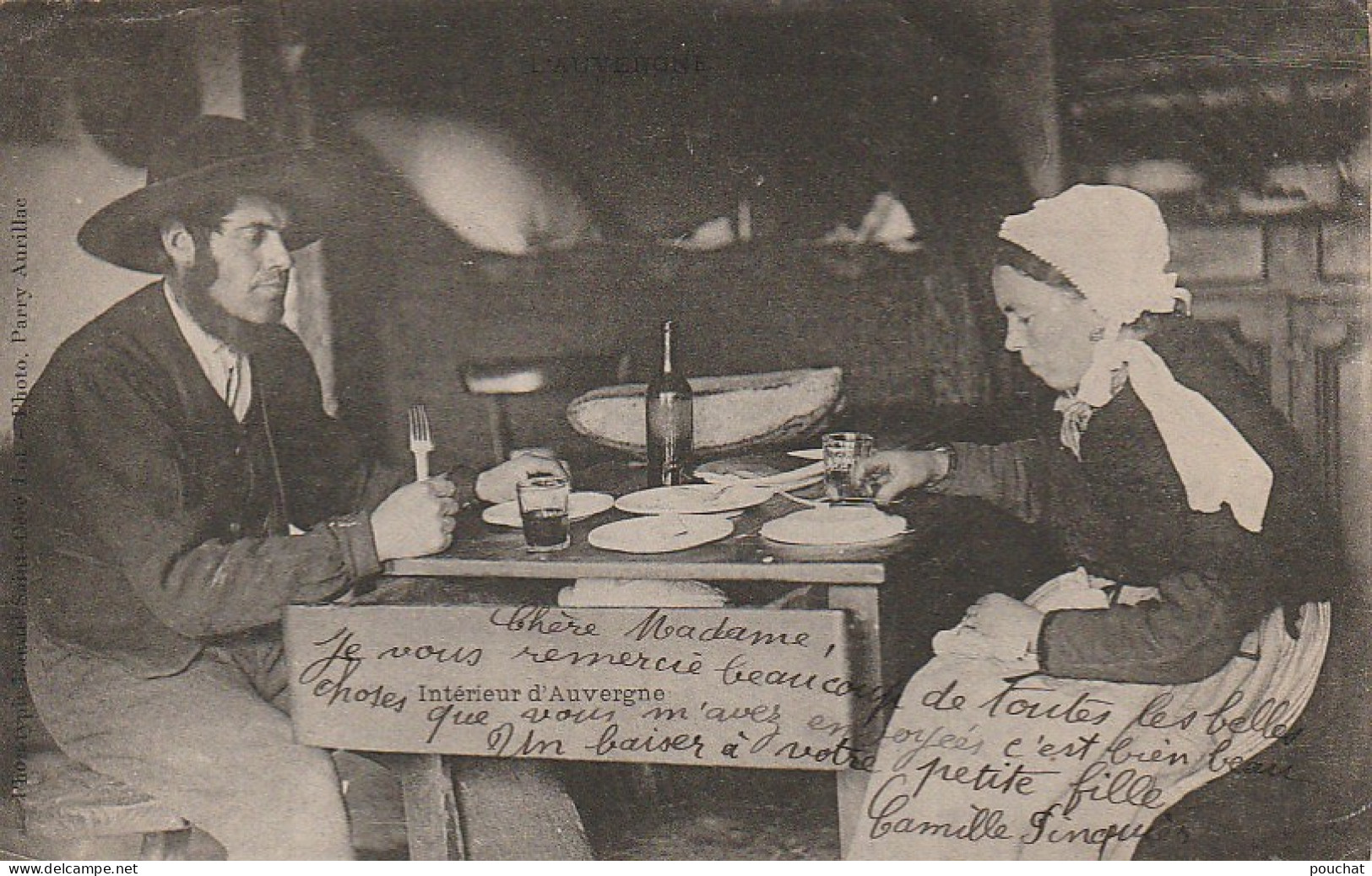 EP 5 - INTERIEUR D' AUVERGNE  -  COUPLE  AU MOMENT DU REPAS - PHOT. PARRY , AURILLAC   -  2 SCANS - Bekende Personen