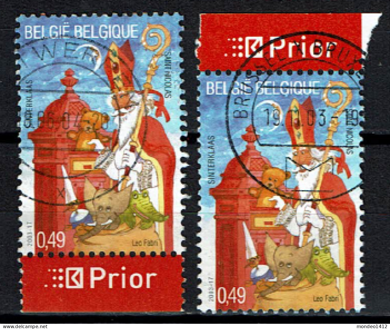 België OBP 3210 - Saint Nicolas Sinterklaas  Prior L En R - Gebruikt