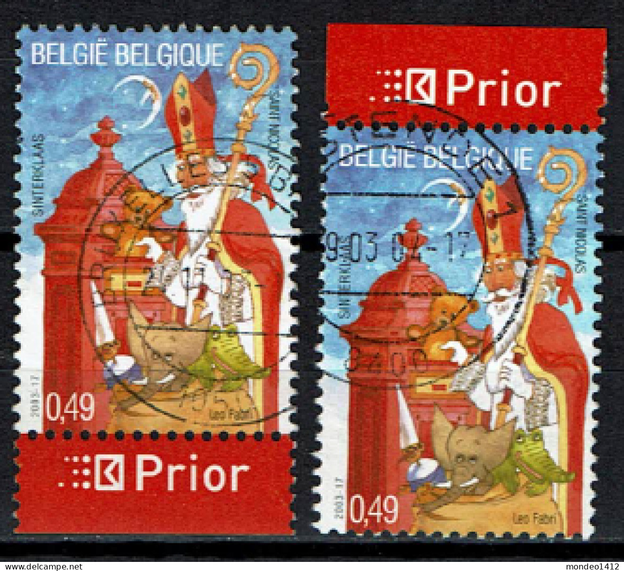 België OBP 3210 - Saint Nicolas Sinterklaas  Prior L En R - Usados