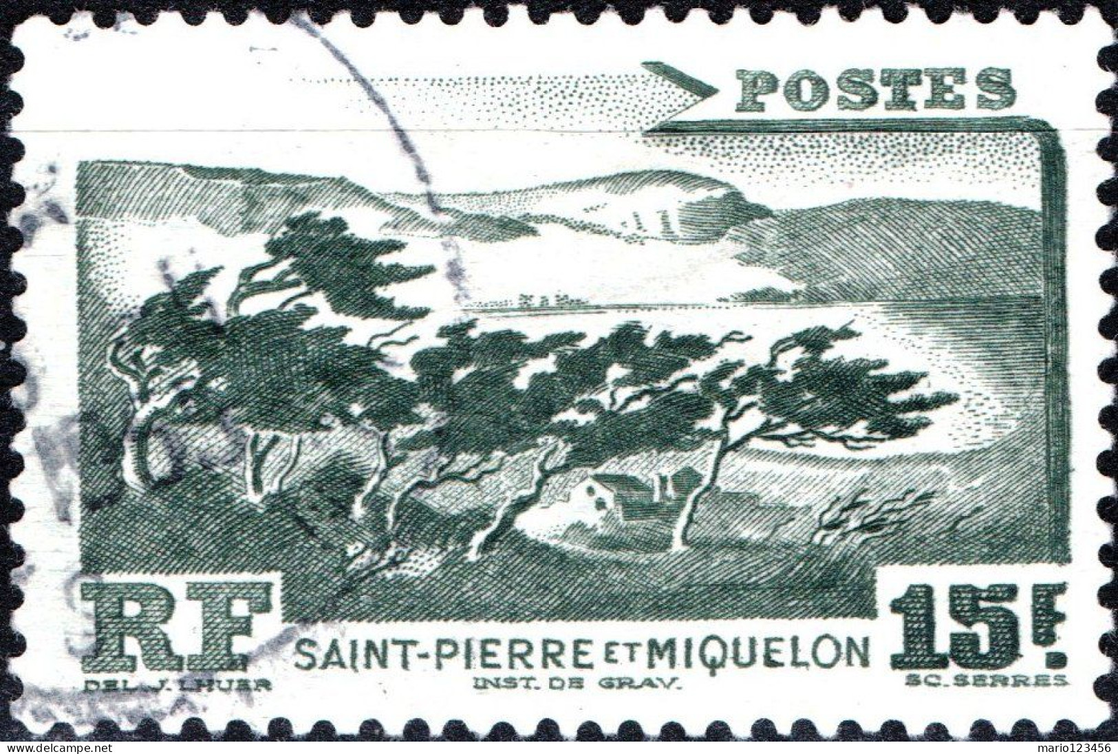 SAINT PIERRE-MIQUELON, PAESAGGI, LANDSCAPE, 1947, USATI Mi:PM 364, Scott:PM 340, Yt:PM 341 (3,50) - Usati