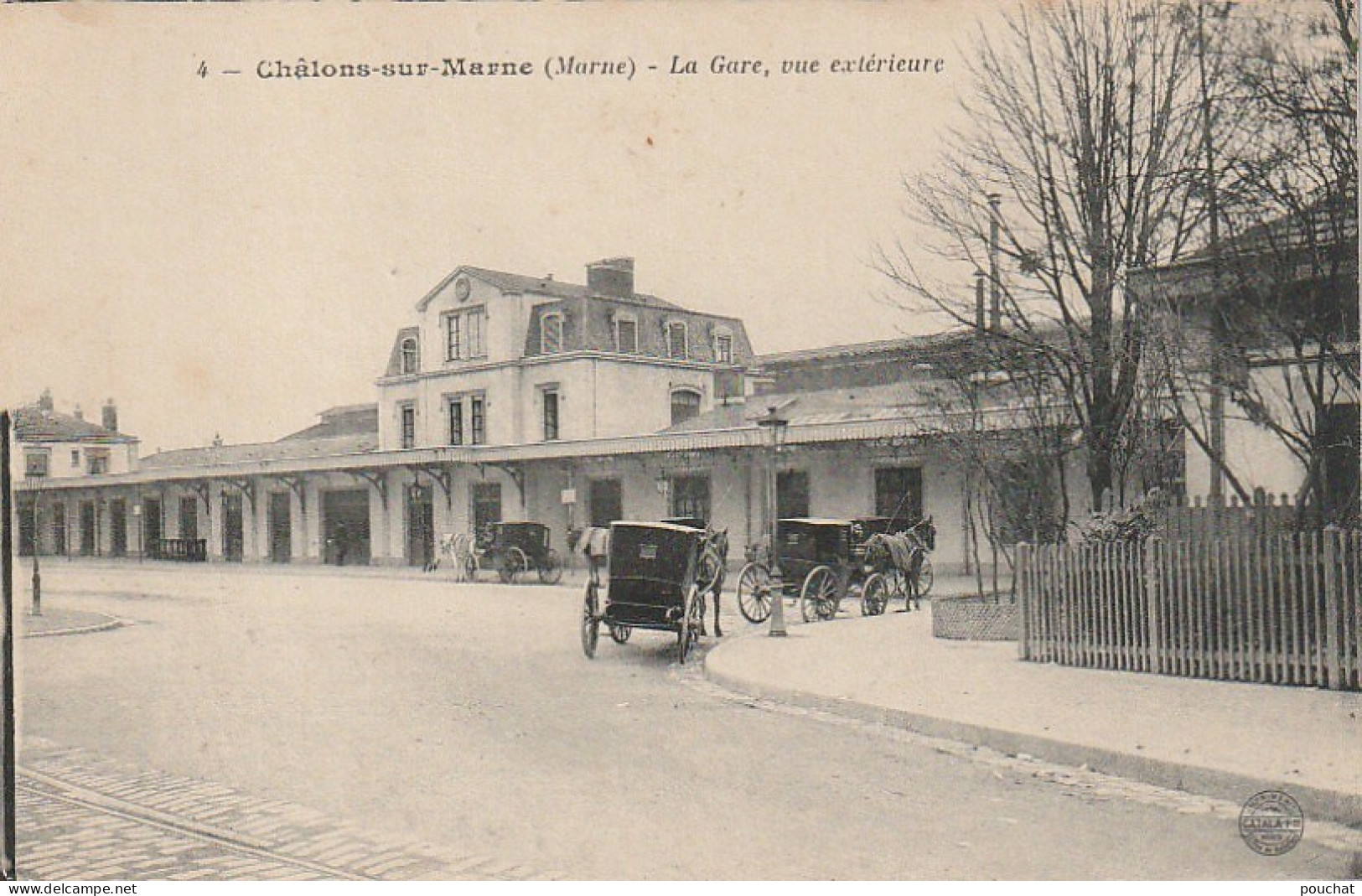 EP 24 -(51) CHALONS SUR MARNE  -  LA GARE , VUE EXTERIEURE  -  CALECHES  - 2 SCANS - Châlons-sur-Marne