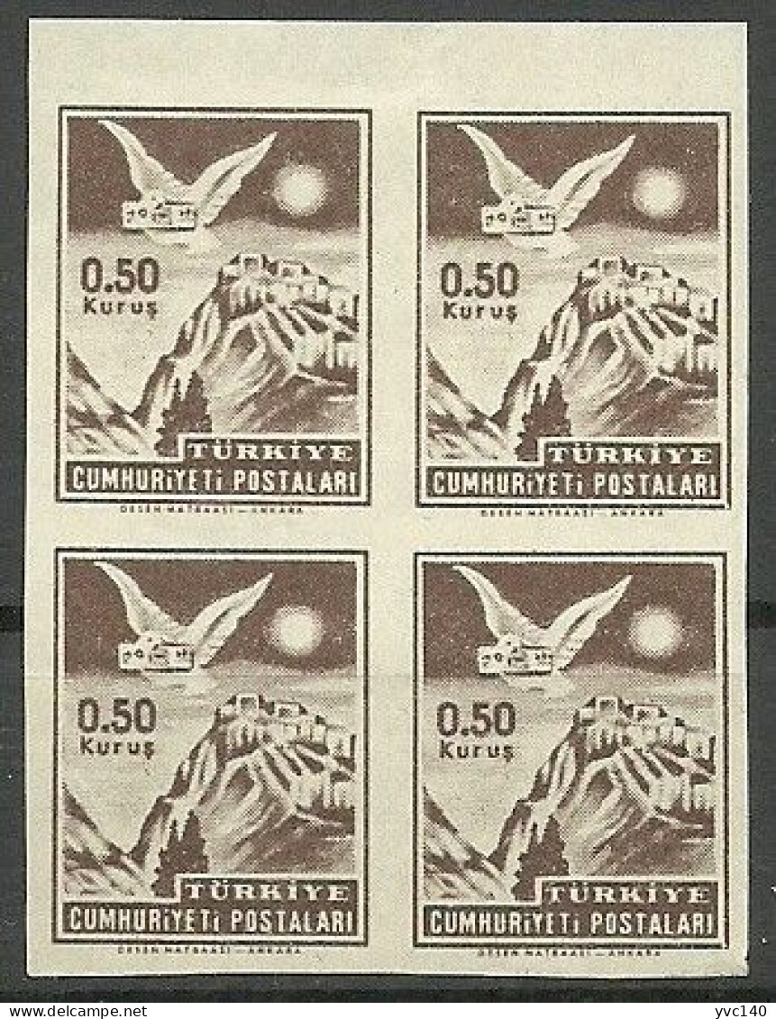 Turkey; 1954 "0.50 Kurus" Postage Stamp ERROR "Imperf. Block Of 4" - Neufs