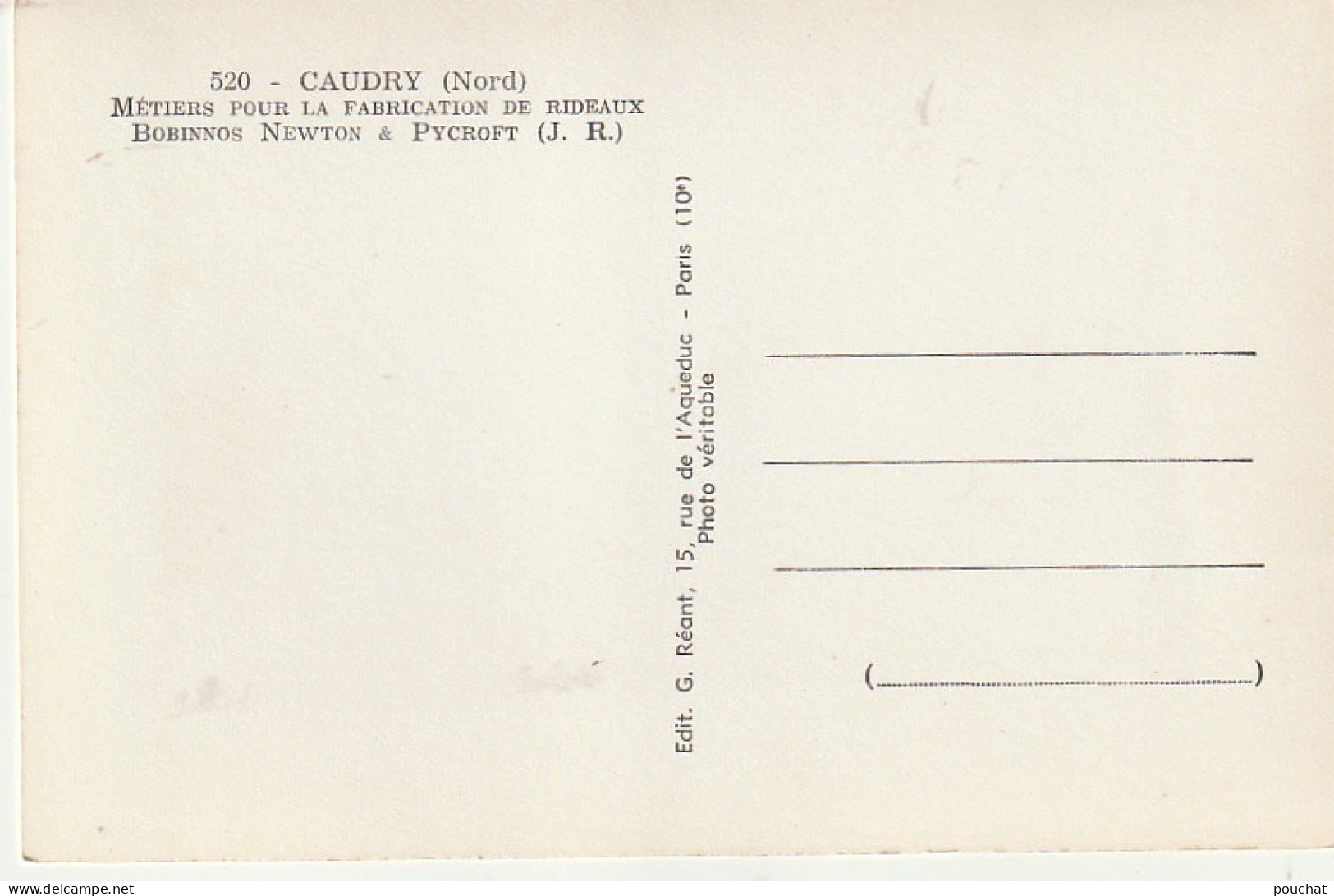 FI 26 -(59) CAUDRY  -  METIERS POUR LA FABRICATION DE RIDEAUX  - 2 SCANS - Caudry