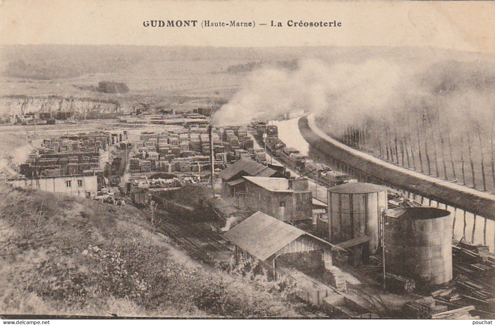 FI 1 -(52) GUDMONT  -  LA CREOSOTERIE  - USINE - VOIES FERREES - PENICHES  - 2 SCANS - Autres & Non Classés