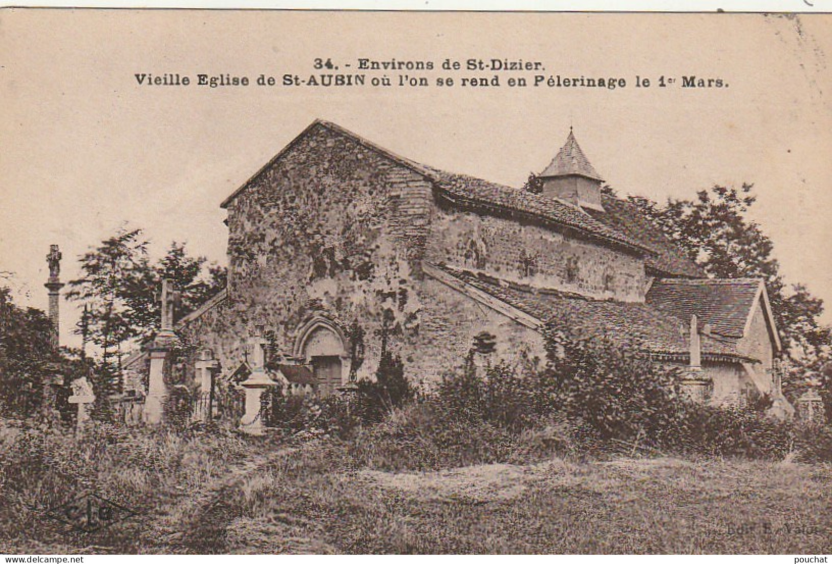 FI 1  -(52) ENVIRONS DE ST DIZIER - VIEILLE EGLISE DE ST AUBIN - CIMETIERE - 2 SCANS - Saint Dizier