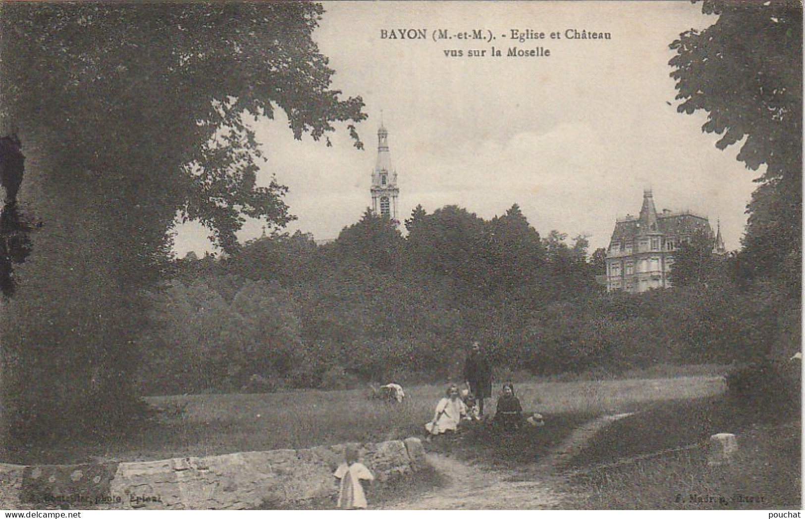 FI 3 -(54) BAYON  -  EGLISE ET CHATEAU VUS SUR LA MOSELLE  - ANIMATION - ENFANTS  -  2 SCANS - Autres & Non Classés