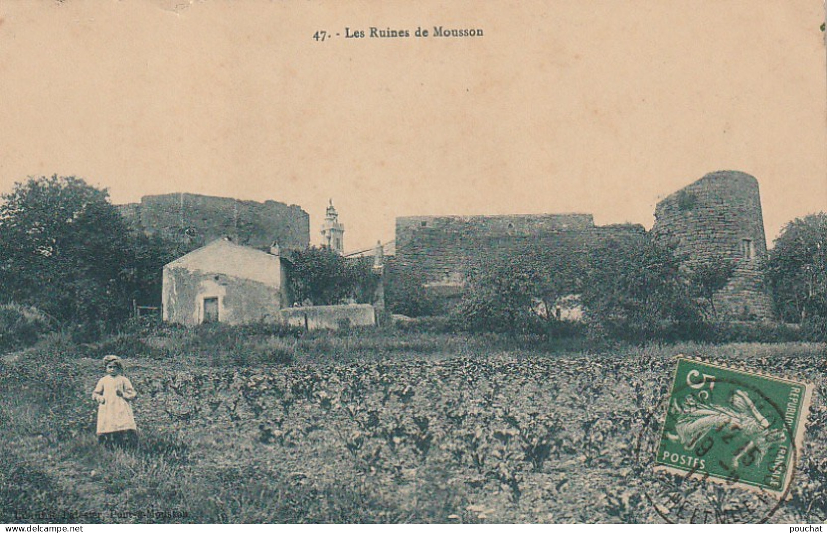 FI 4 -(54) LES RUINES DE MOUSSON  -  FILLETTE DANS LES VIGNES   -  2 SCANS - Autres & Non Classés