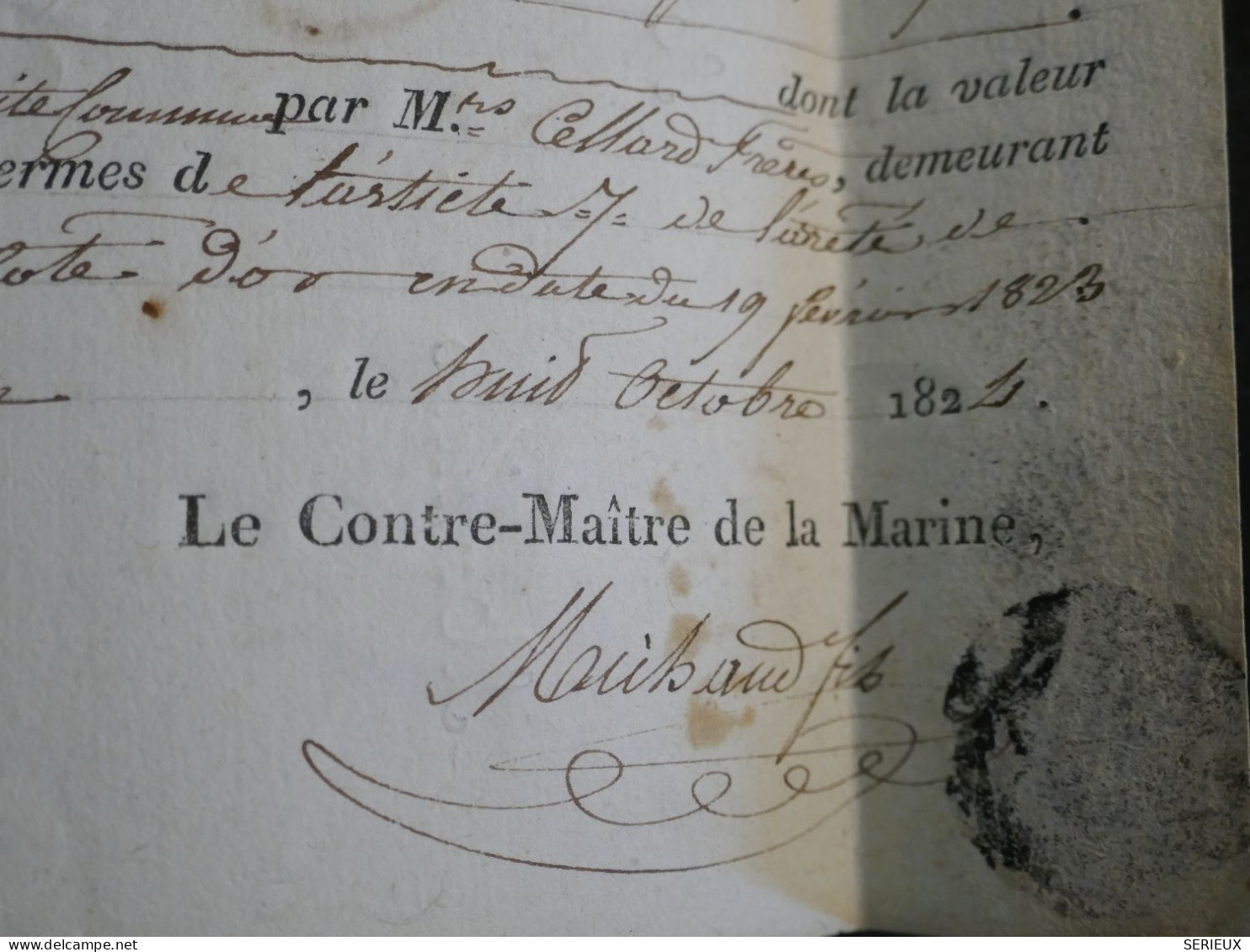 DN15 FRANCE   LETTRE MARINE ROYALE  RRR 1824 DIJON A FONTAINE  + AFF. INTERESSANT++ - 1801-1848: Précurseurs XIX