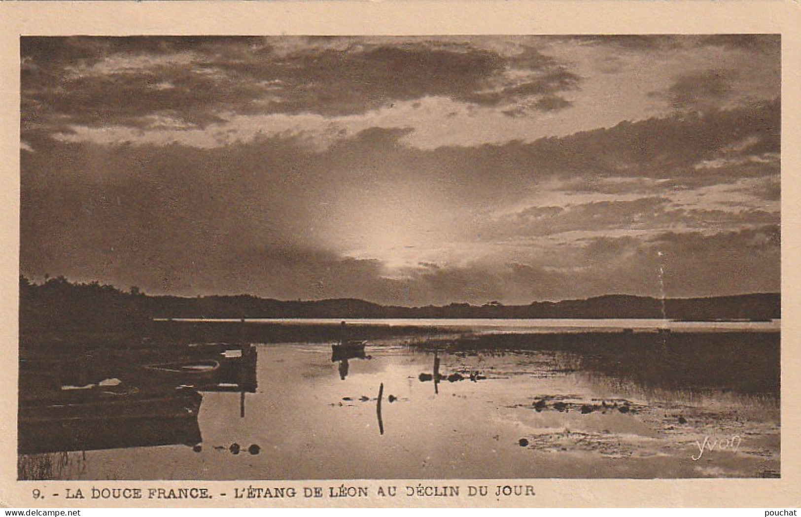 FI 6 - CARTE PUBLICITAIRE  LABORATOIRE BADEL , VALENCE S/ RHONE -   ETANG DE LEON  AU DECLIN DU JOUR  ( 40 ) - 2 SCANS - Publicités