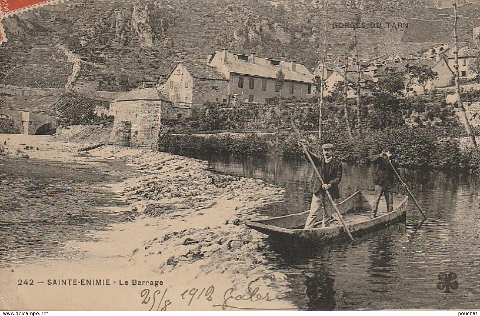 EP 18 -(48) SAINTE ENIMIE  -  LE BARRAGE - ANIMATION -  BATELIERS , BARQUE  -  2 SCANS - Gorges Du Tarn