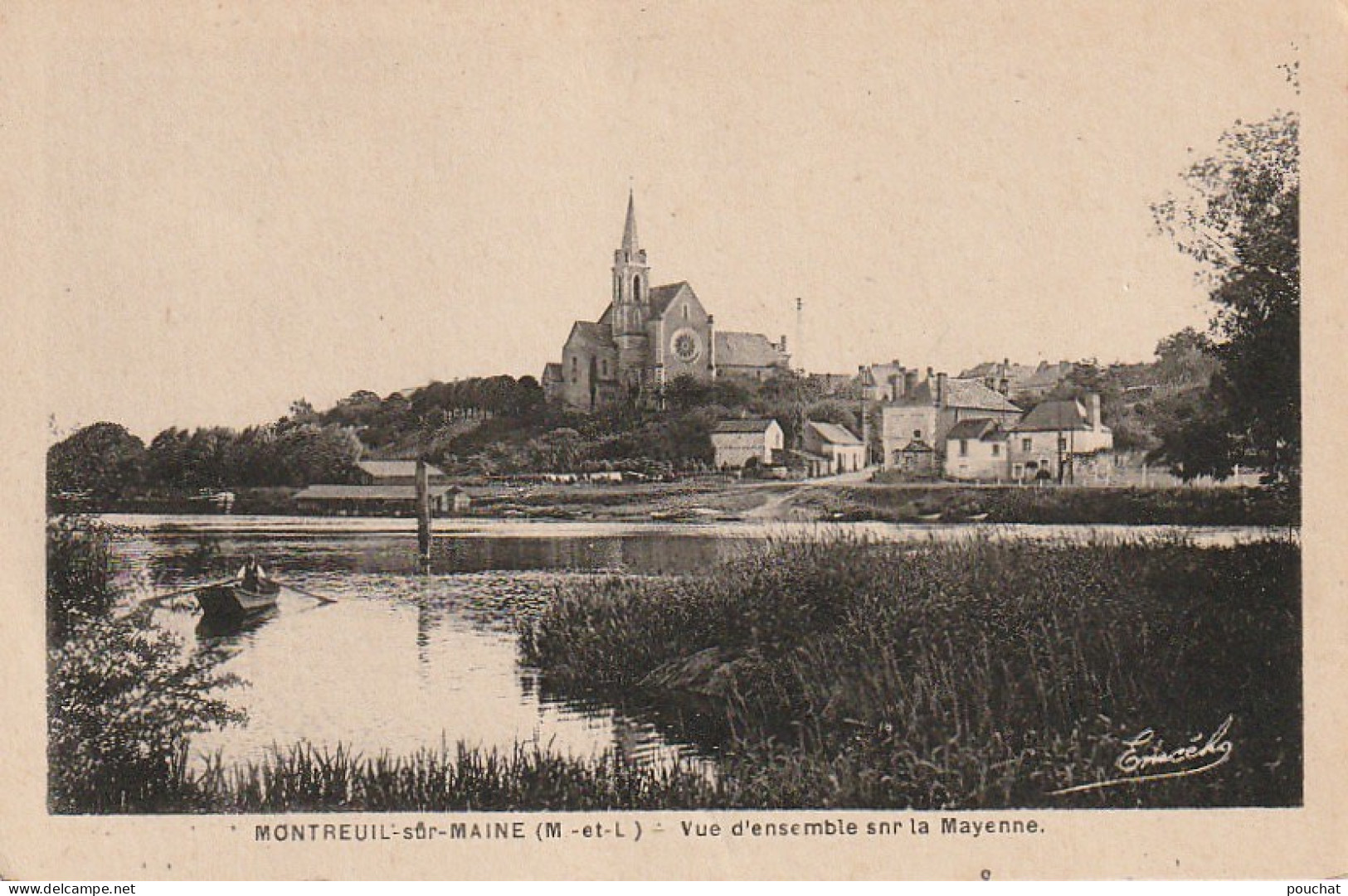 EP 19 -(49) MONTREUIL SUR MAINE  -  VUE D'ENSEMBLE SUR LA MAYENNE - CANOTEUR  -  2 SCANS - Otros & Sin Clasificación