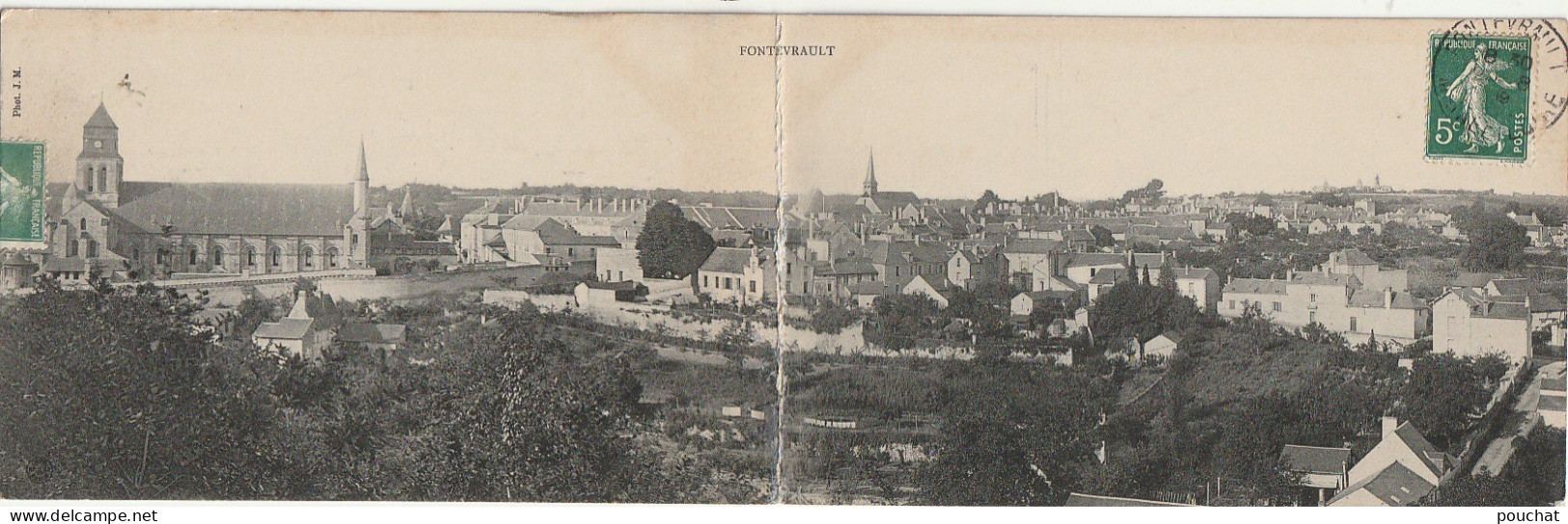 EP 19 -(49) FONTEVRAULT  -  CARTE DOUBLE PANORAMIQUE  - 2 SCANS - Altri & Non Classificati