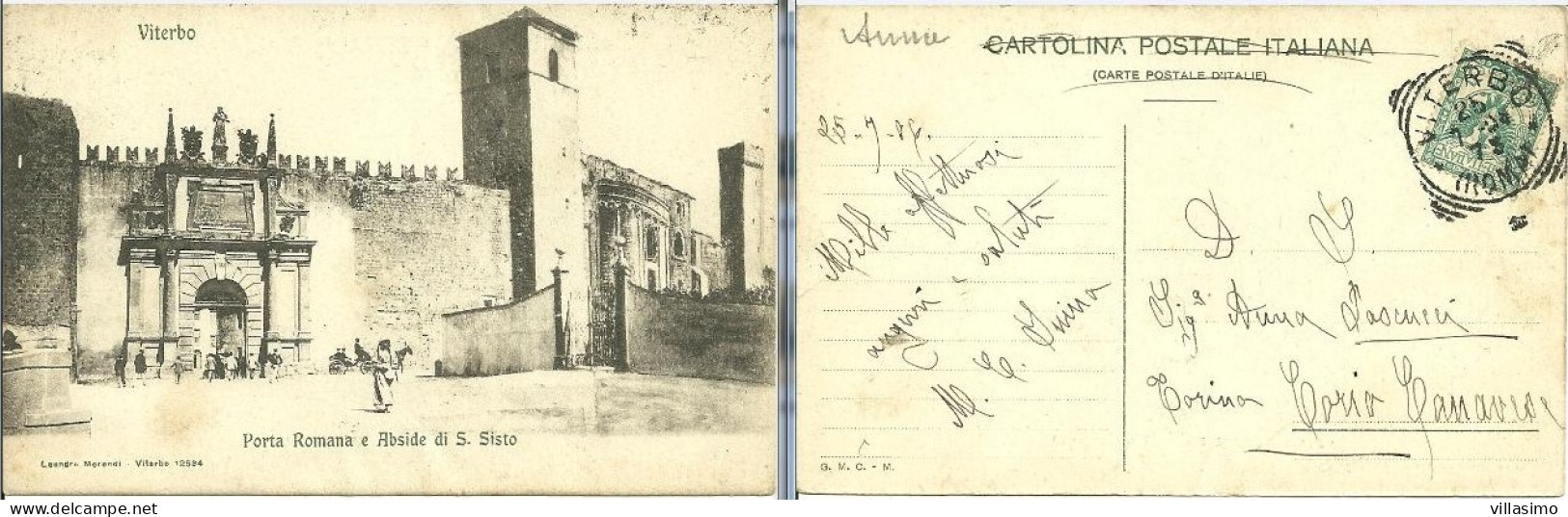 VITERBO, PORTA ROMANA E ABSIDE DI S. SISTO - F.P. - VG. 1906 - Viterbo