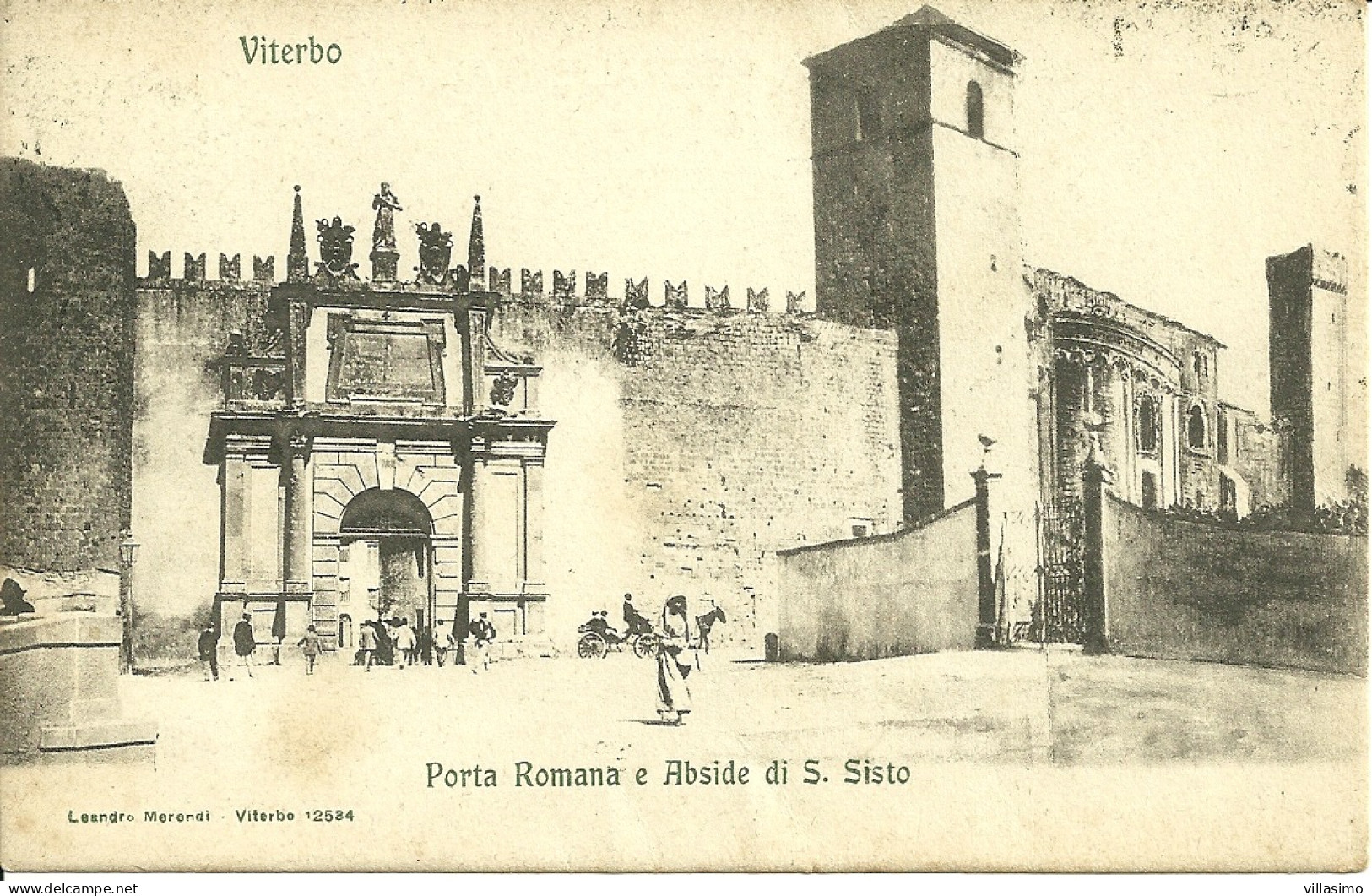 VITERBO, PORTA ROMANA E ABSIDE DI S. SISTO - F.P. - VG. 1906 - Viterbo