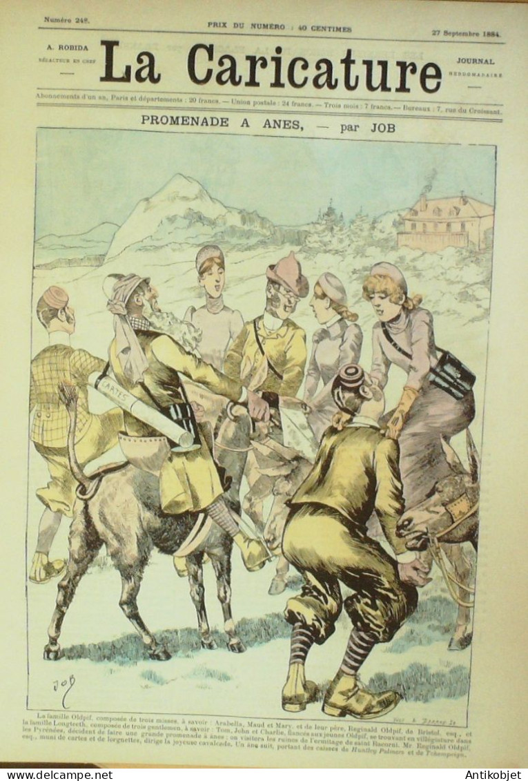 La Caricature 1884 N°248 Promenade à ânes Job La Chasse Trock - Revues Anciennes - Avant 1900