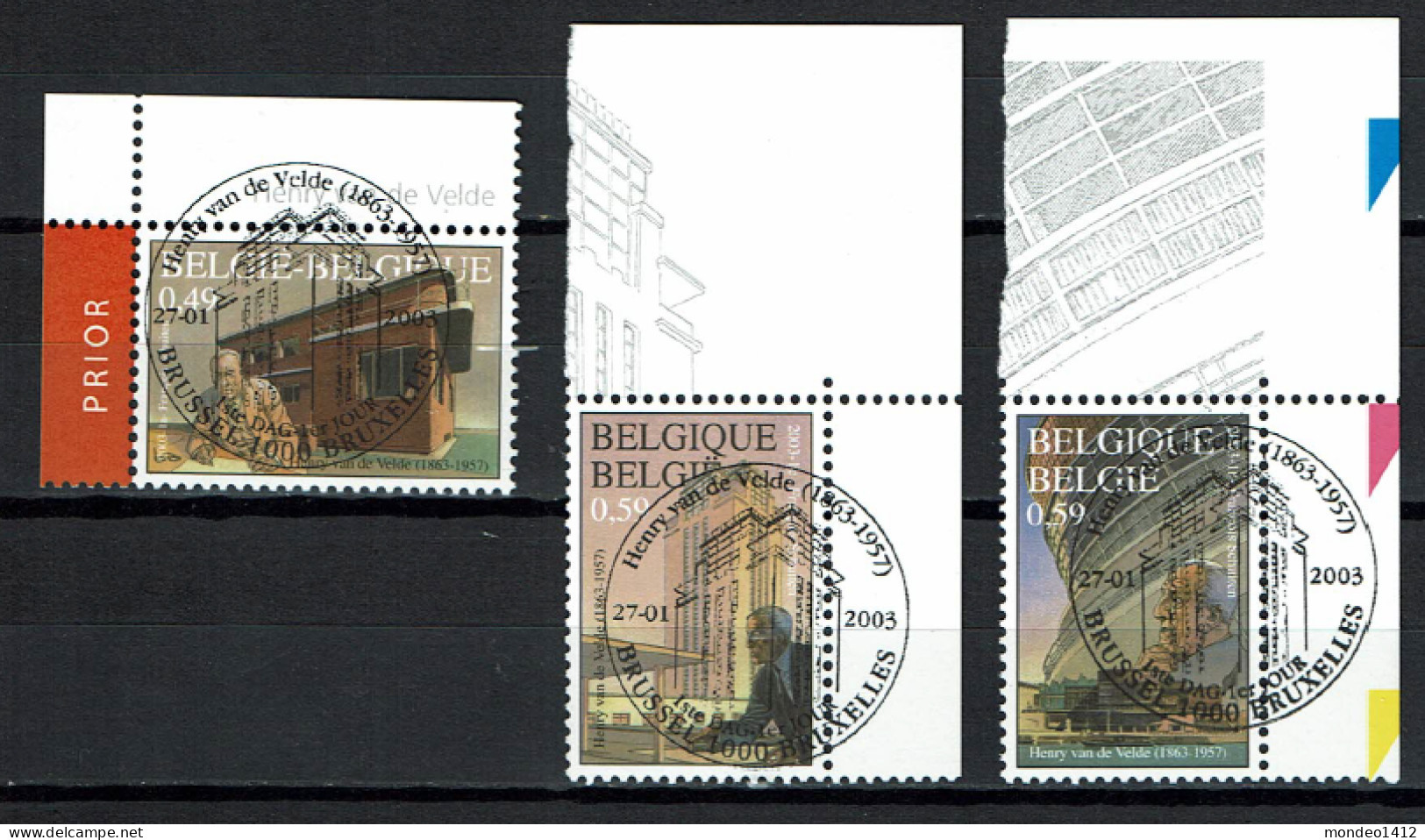 België OBP 3146/3148 - Architect Henry Van De Velde - Used Stamps