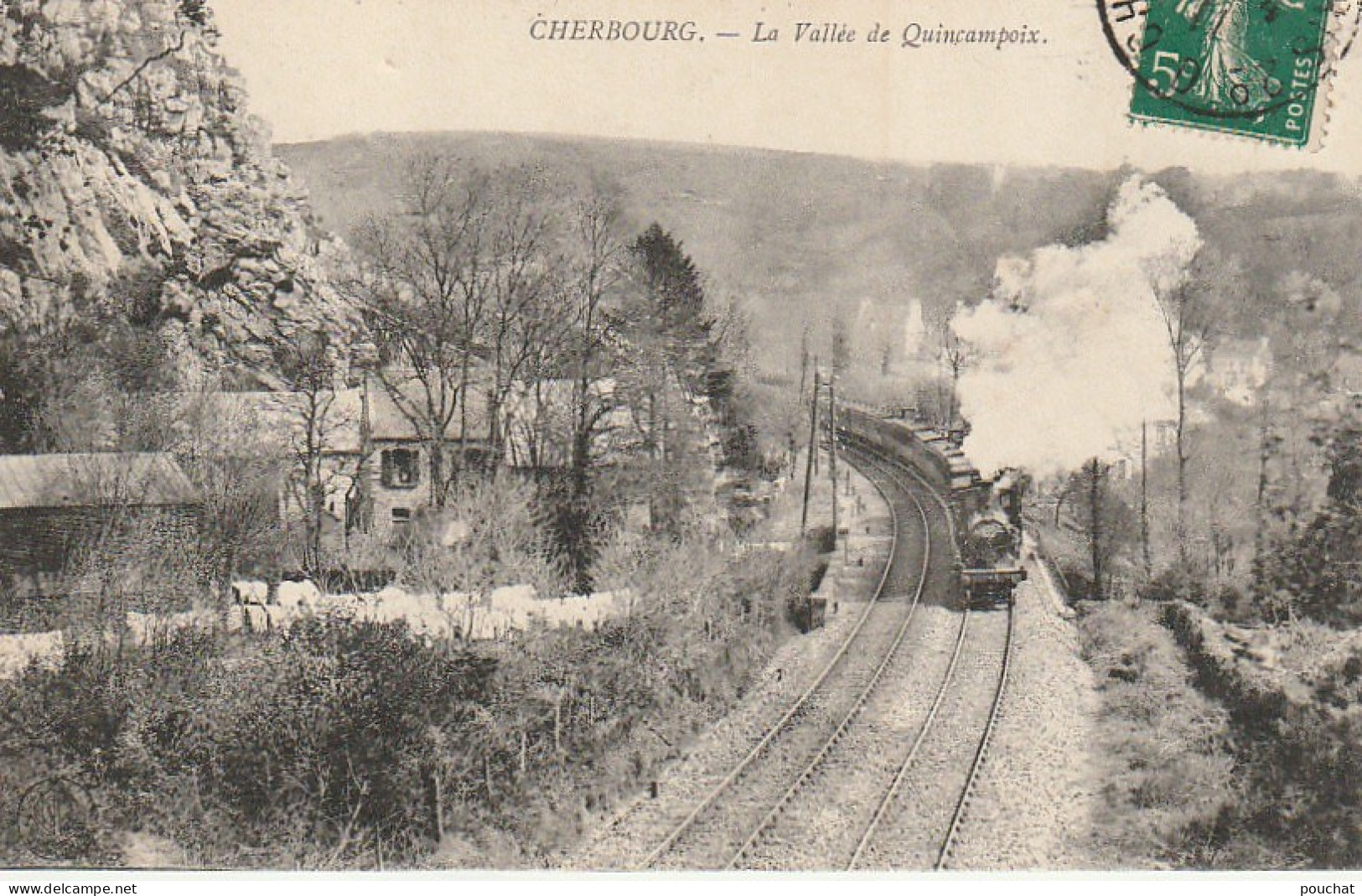 EP 21 -(50) CHERBOURG  -  LA VALLEE DE QUINCAMPOIX  -  LOCOMOTIVE , VOIES FERREES - 2 SCANS - Cherbourg