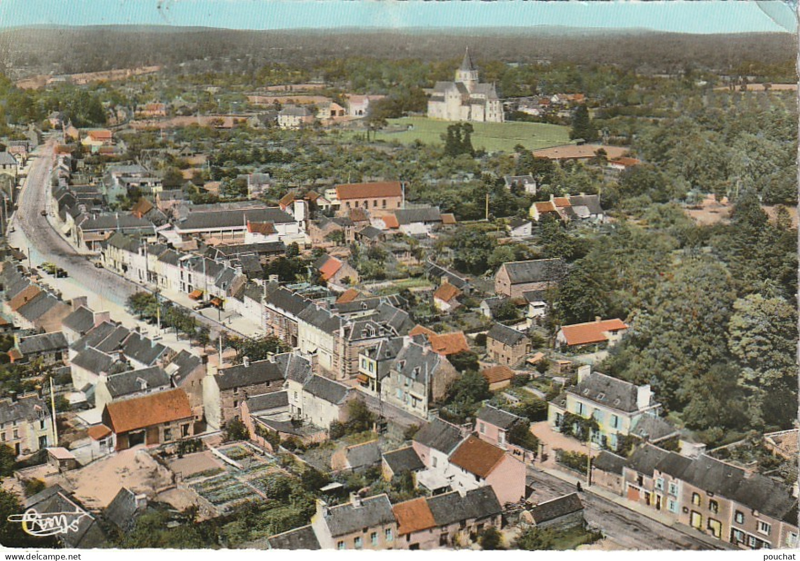 EP 22 -(50) CERISY LA FORET  -  VUE GENERALE AERIENNE  - CARTE COULEURS  - 2 SCANS - Autres & Non Classés