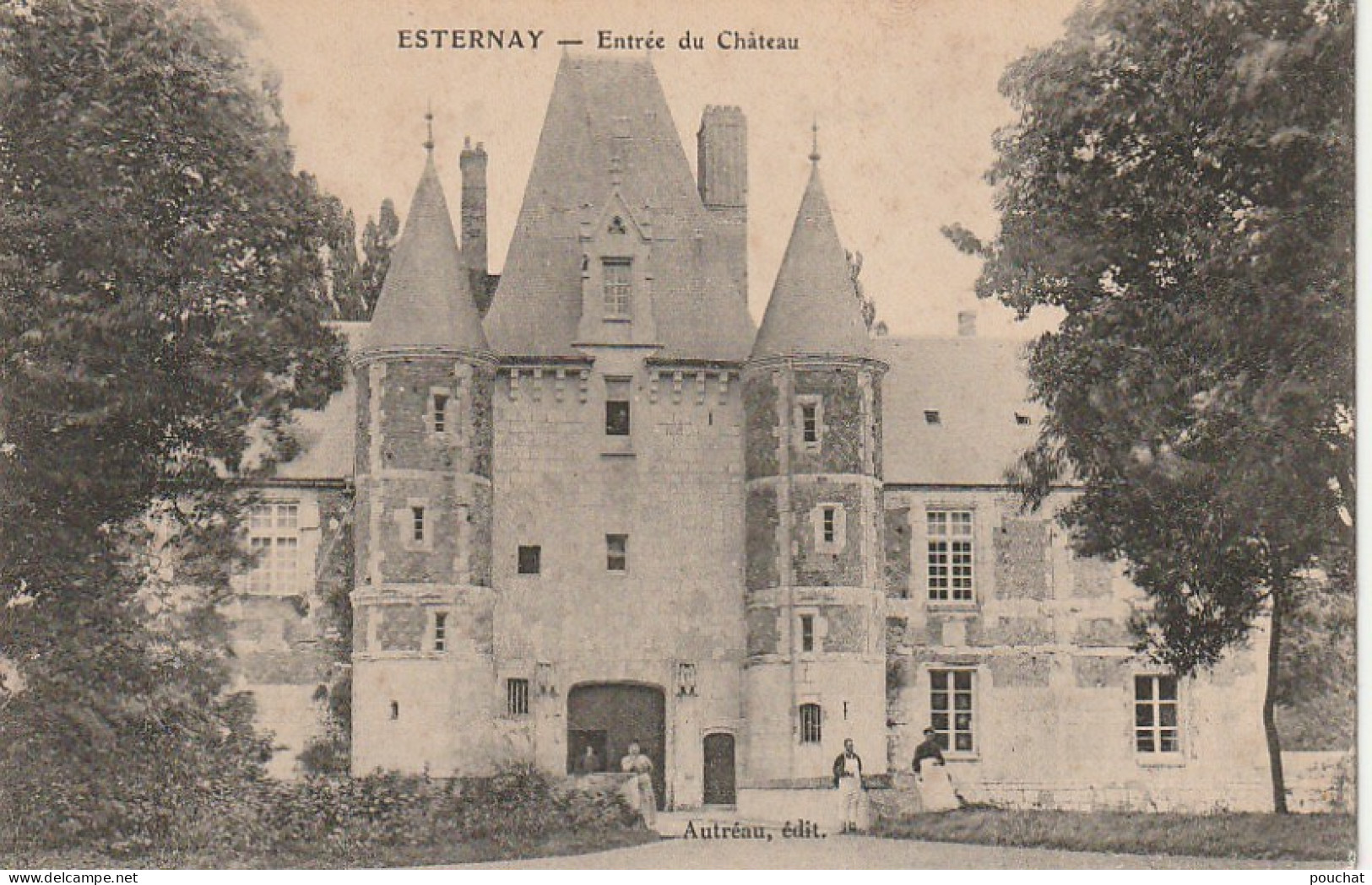 EP 23 -(51) ESTERNAY  -  ENTREE DU CHATEAU  -  LE PERSONNEL   - 2 SCANS - Esternay