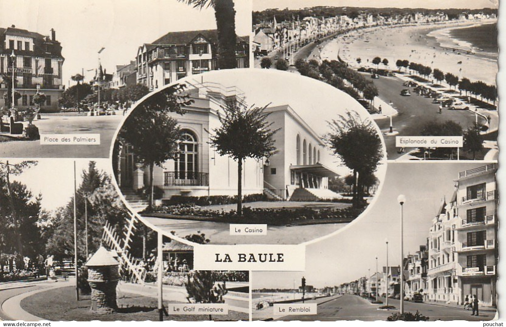 EP 7 -(44) LA  BAULE  - CARTE MULTIVUES  : LE GOLF, LE REMBLAI , L' ESPLANADE DU CASINO ...  -  2 SCANS - La Baule-Escoublac