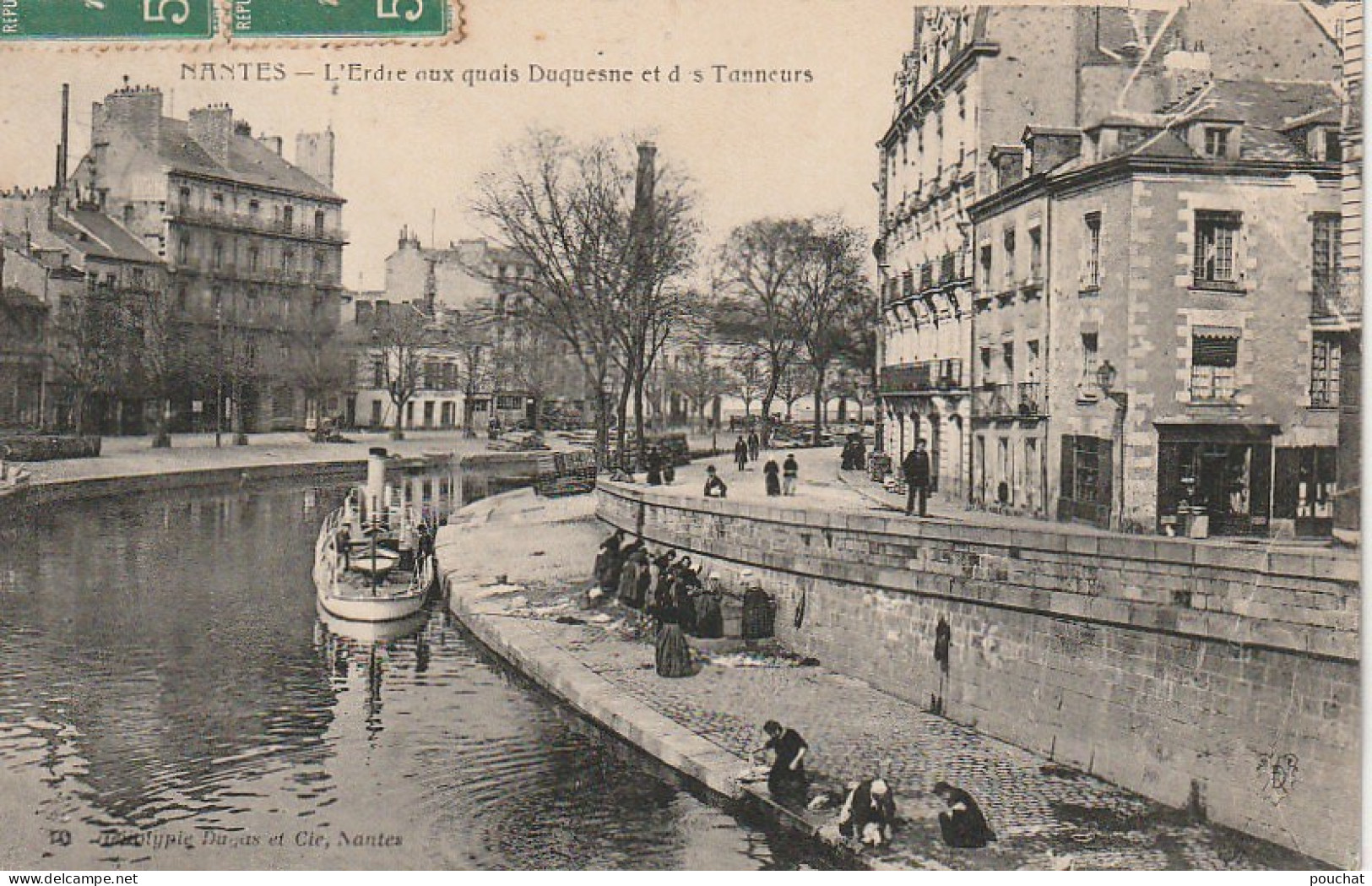 EP 8 -(44) NANTES  - L ' ERDRE AUX QUAIS DUQUESNE ET DES TANNEURS - ANIMATION - LAVANDIERES  -  2 SCANS - Nantes