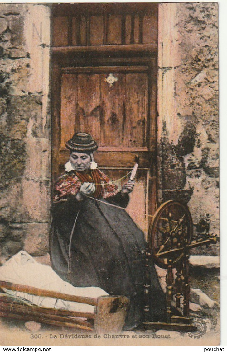 EP 9 -(43) LA DEVIDEUSE DE CHANVRE ET SON ROUET  -  BERCEAU  -  CARTE COLORISEE  -  2 SCANS - Artesanal