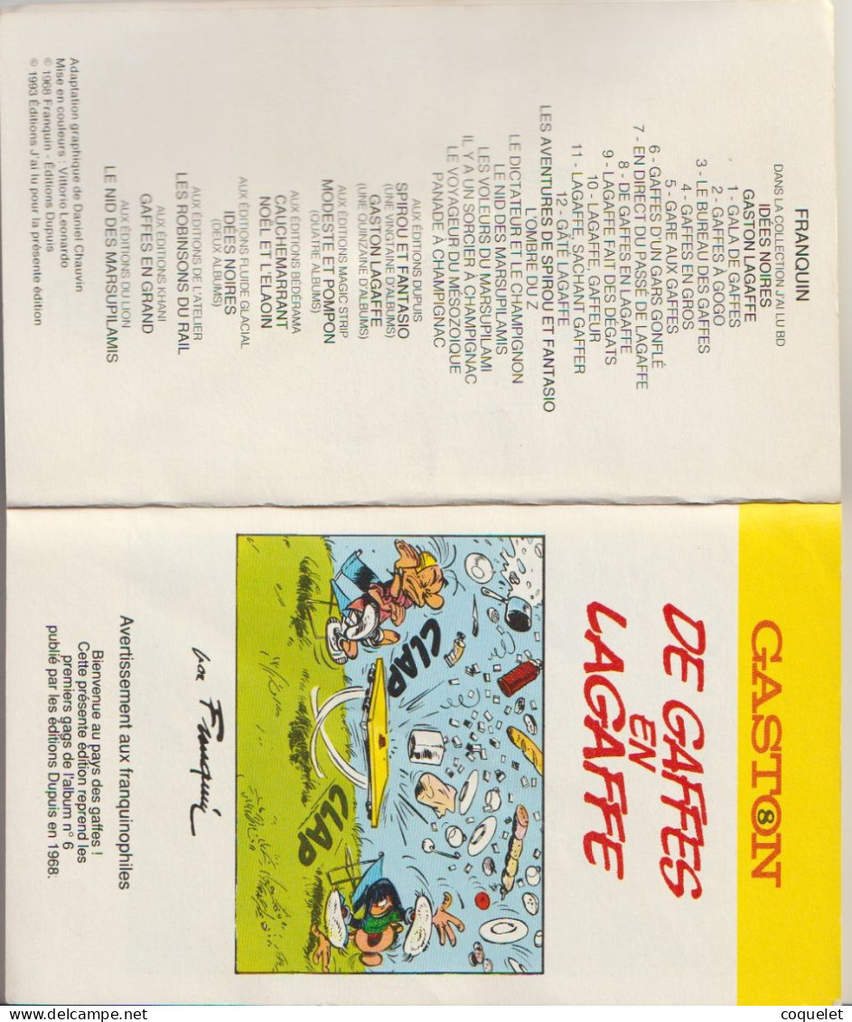 GASTON N° "j'ai Lu" De Gaffes En Lagaffe Livre De 124 Pages Reprenant Les 1ers Gags De L'album N°6 Par DUPUIS En 1968 - Franquin