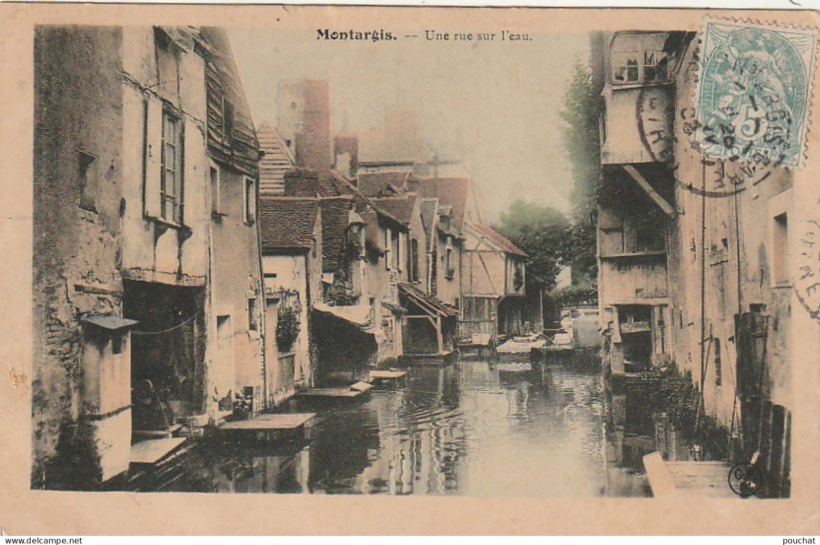 EP 10 -(45) MONTARGIS   -  UNE RUE SUR L' EAU  -  CARTE COLORISEE  - 2 SCANS - Montargis