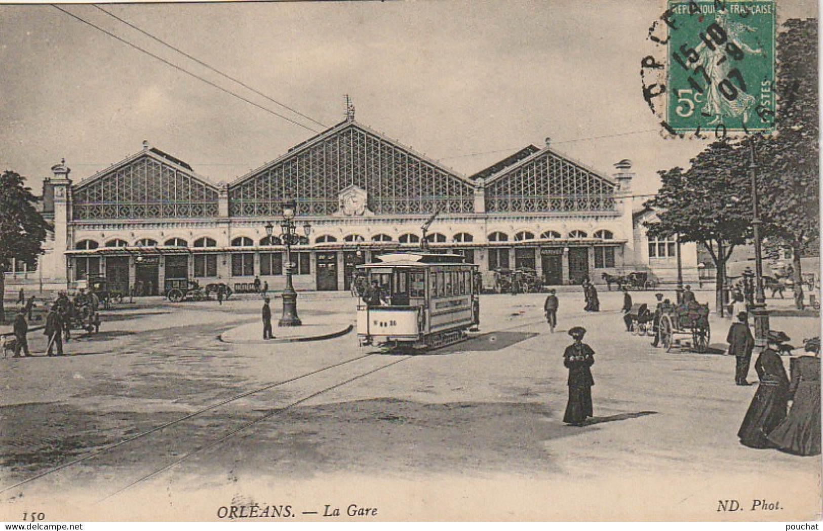 EP 10 -(45) ORLEANS  -   LA GARE  - ANIMATION - TRAMWAY  -   CALECHES  -  2 SCANS - Orleans