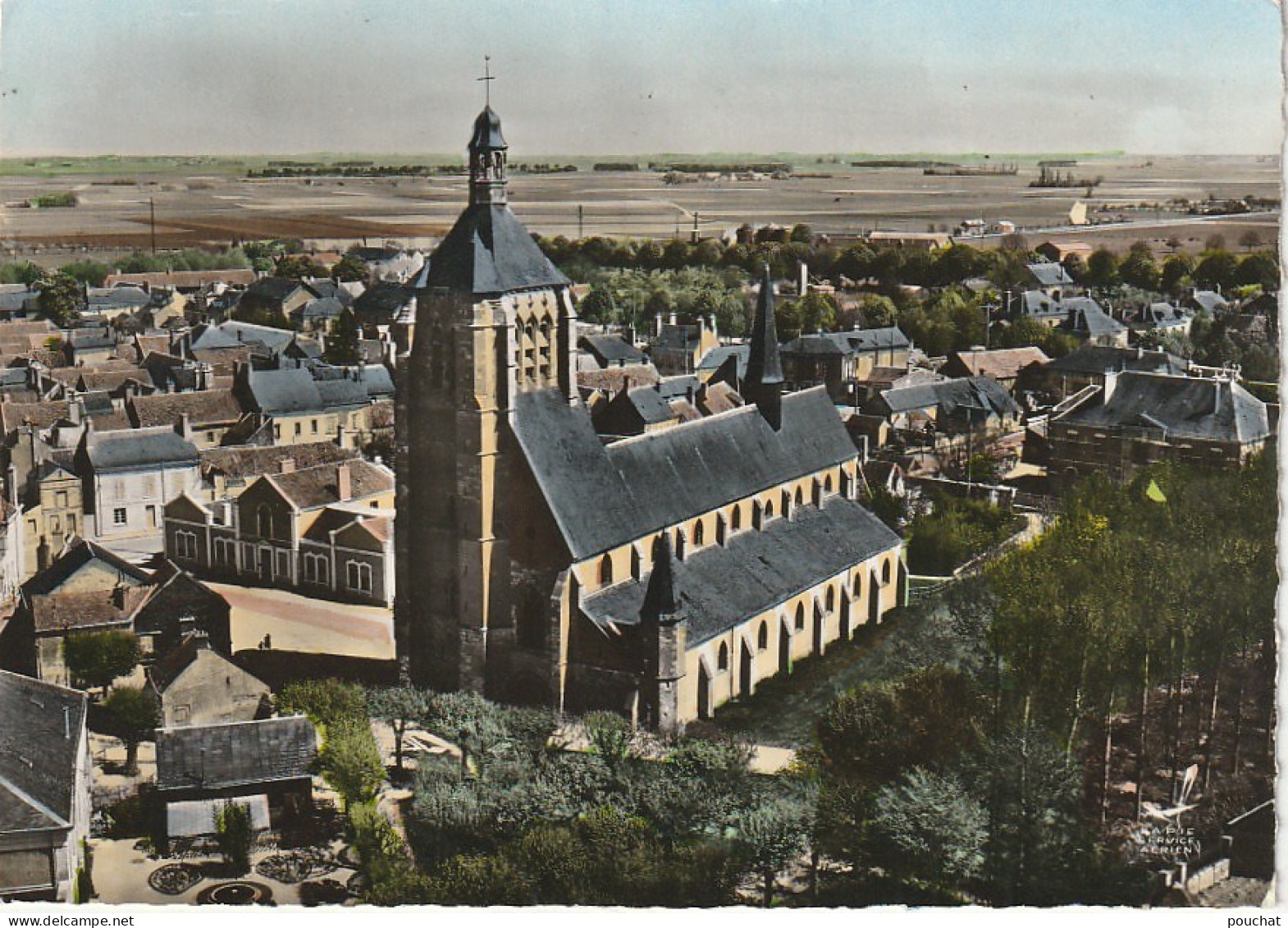 EP 11 -(45) NEUVILLE AUX BOIS  - VUE AERIENNE  -  L ' EGLISE  -  CARTE COULEURS  -  2 SCANS - Andere & Zonder Classificatie