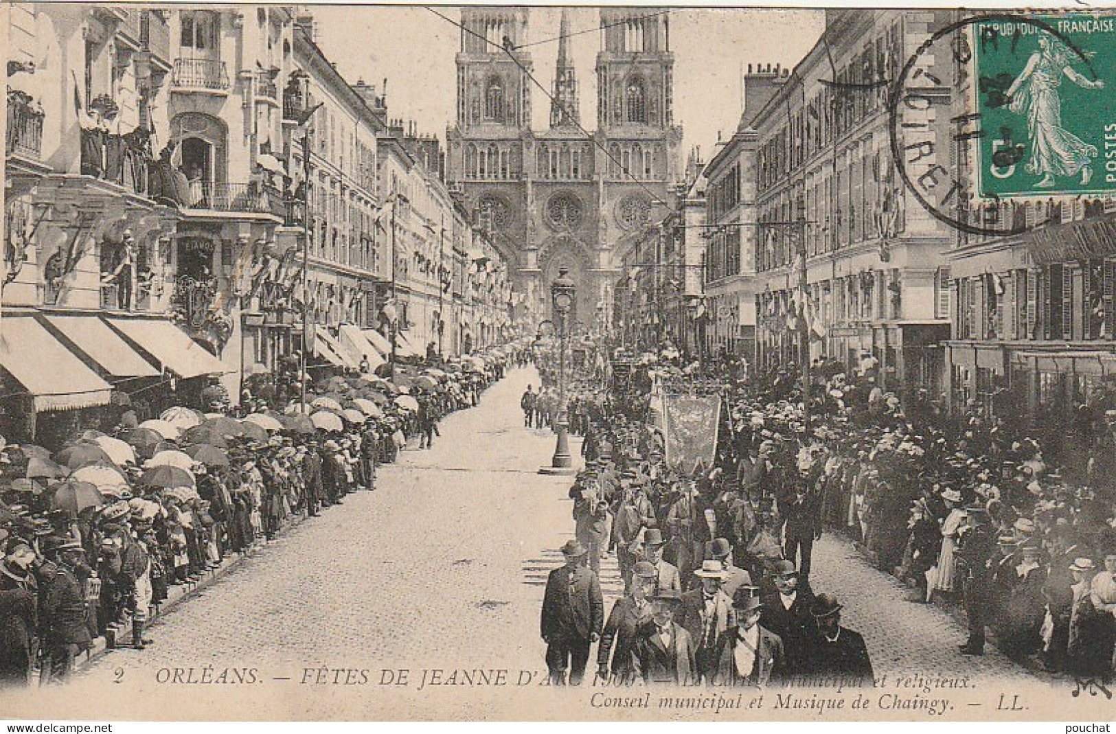 EP 12 -(45) ORLEANS - FETES DE JEANNE D' ARC (1909) -   CONSEIL MUNICIPAL ET MUSIQUE DE CHAINGY  - 2 SCANS - Orleans
