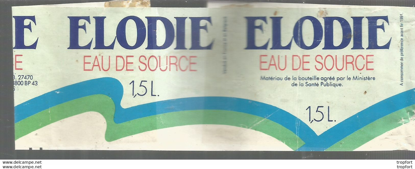 N1 / Food LABEL WATER Etichetta Etiqueta Etiquette / Etiquette EAU ELODIE Eau De Source - Sonstige & Ohne Zuordnung