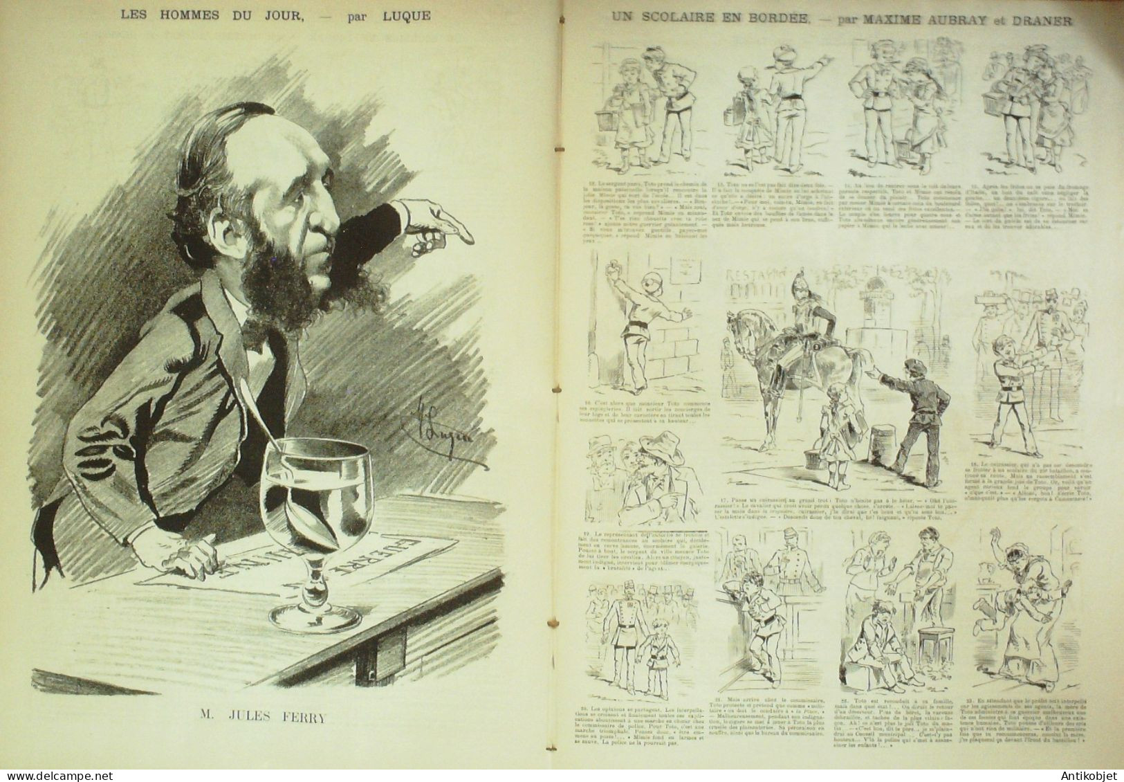 La Caricature 1884 N°251 Un Scolaire En Bordée Draner & Aubray Ferry Par Luque Sorel - Tijdschriften - Voor 1900