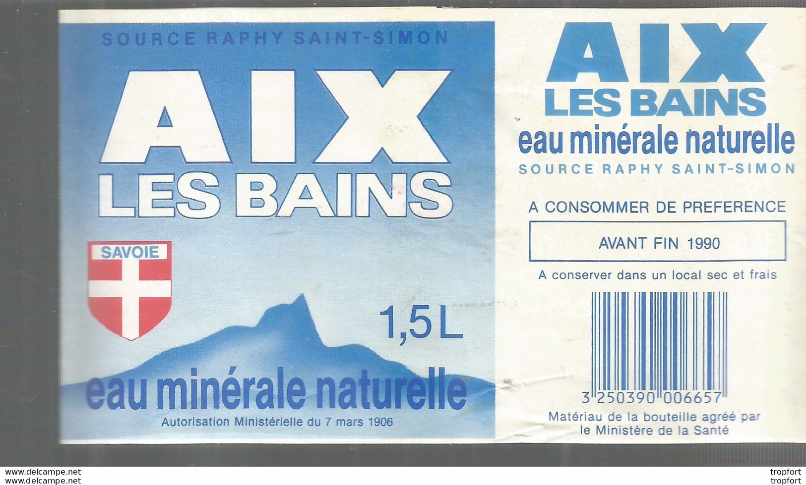 N1 / Food LABEL WATER Etichetta Etiqueta Etiquette / Etiquette EAU AIX LES BAINS Recto Verso GOLF - Autres & Non Classés