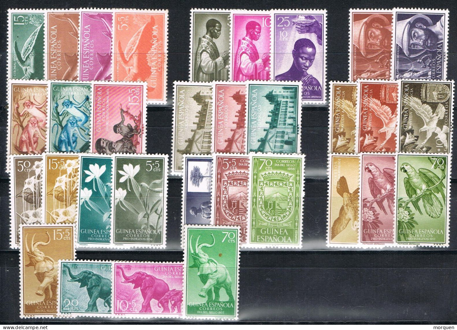 53948. Gran Lote 10 Series Completas GUINEA Española 1954-1958, OCASION ** - Guinea Espagnole