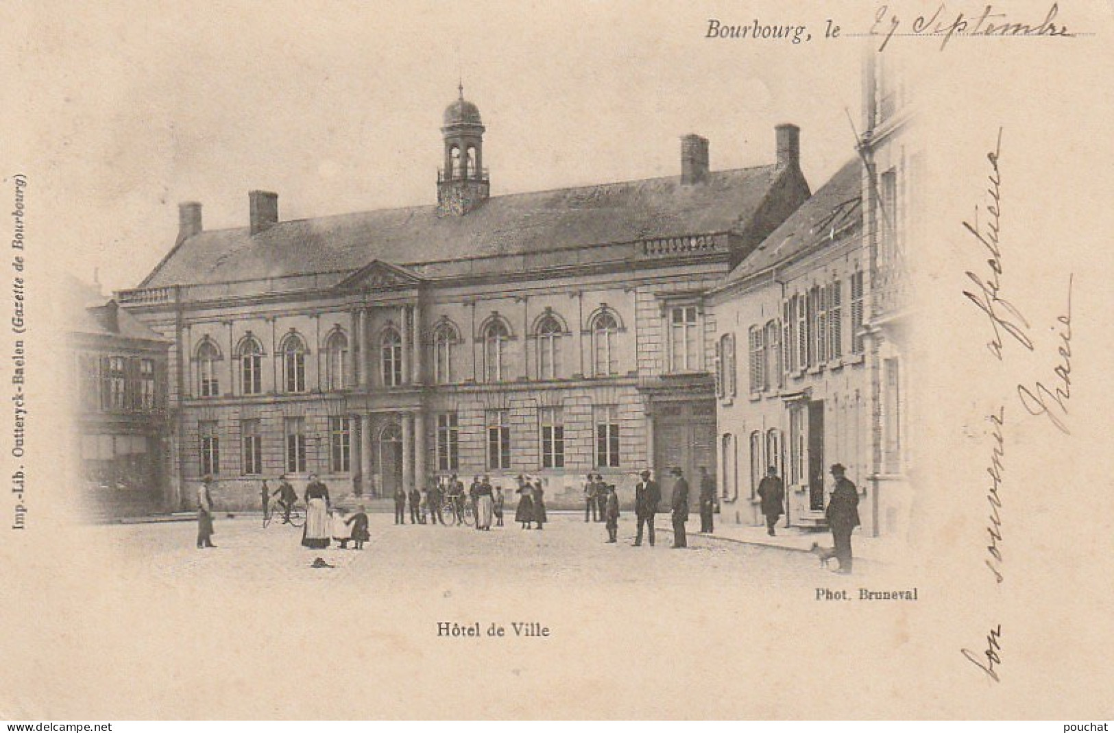 FI 27 -(59) BOURBOURG  -  HOTEL DE VILLE - ANIMATION - IMP. LIB. OUTTERYCK BAELEN ( GAZETTE DE BOURBOURG ) -  2 SCANS - Other & Unclassified