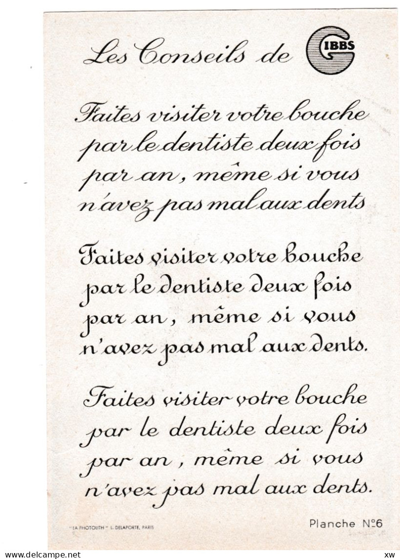 SERIE de 8 publicités du dentifrice Gibbs de l' Illustrateur Peynet (8 scans) avec un texte différent aux dos - 28-04-24