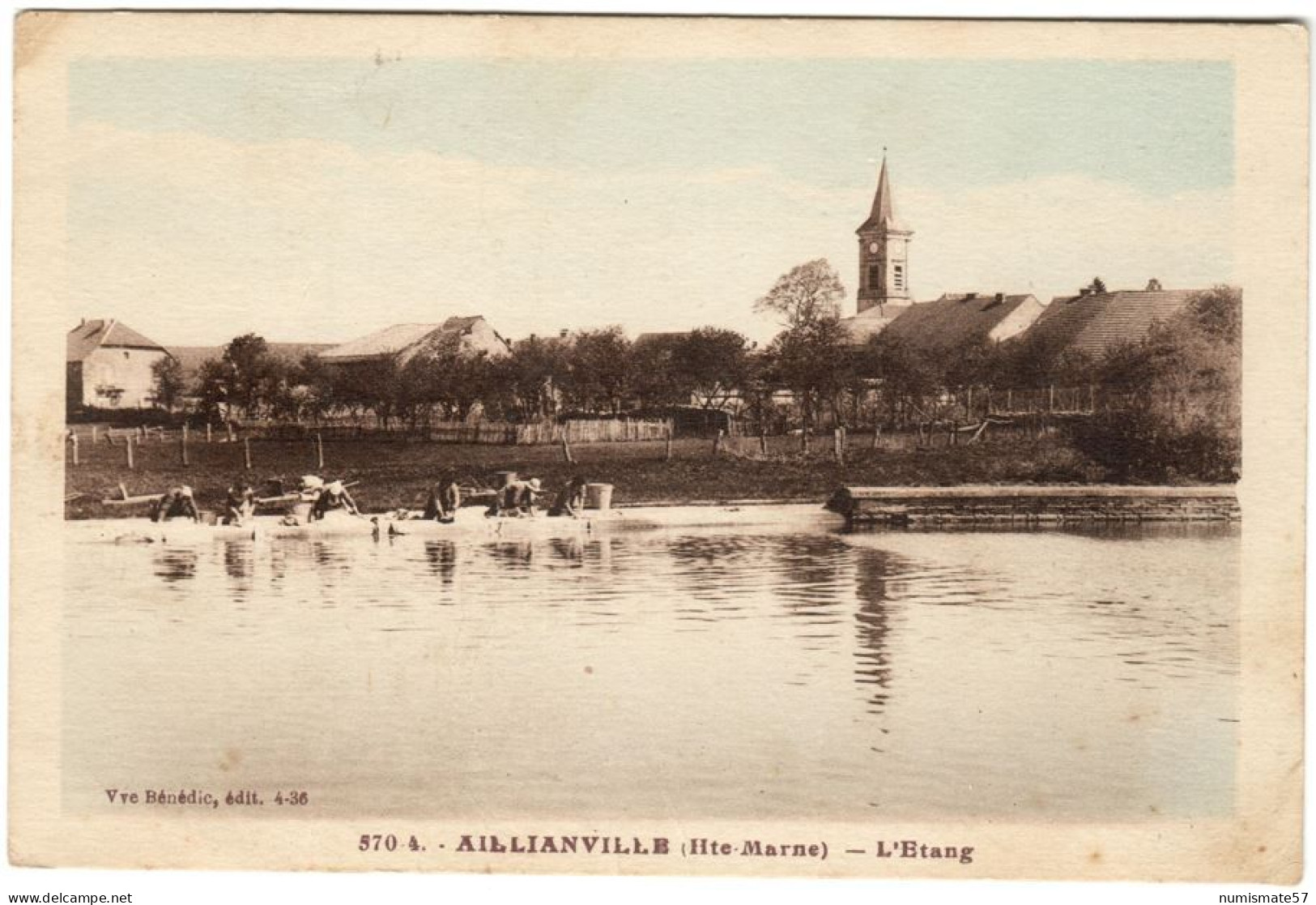 CPA AILLIANVILLE - L'Etang - Animée - Lavandières - Ed. Vve Bénédic - Other & Unclassified