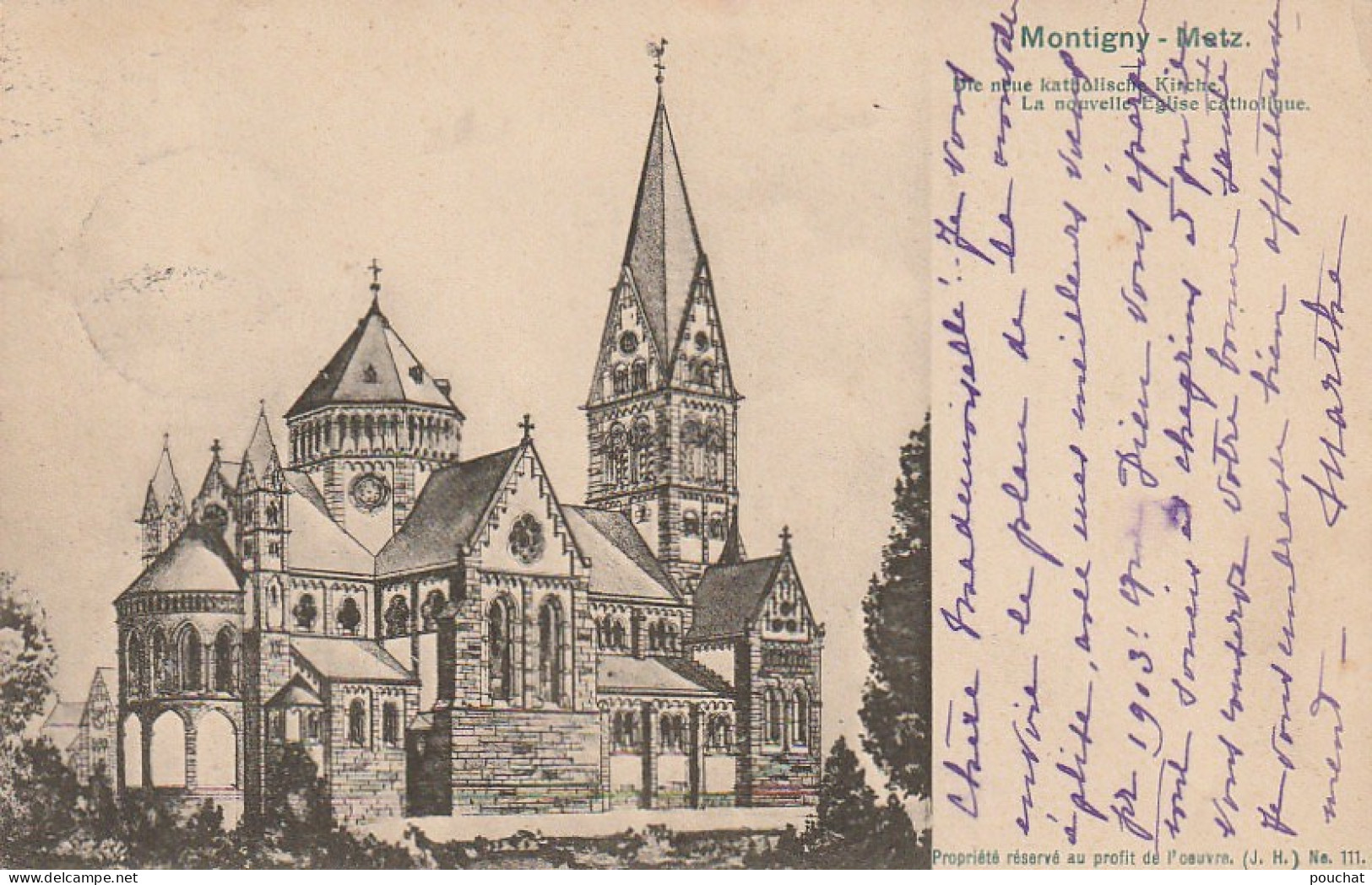 FI 18 -(57) MONTIGNY  LES  METZ  - LA NOUVELLE EGLISE CATHOLIQUE - ILLUSTRATION - 2 SCANS - Metz Campagne