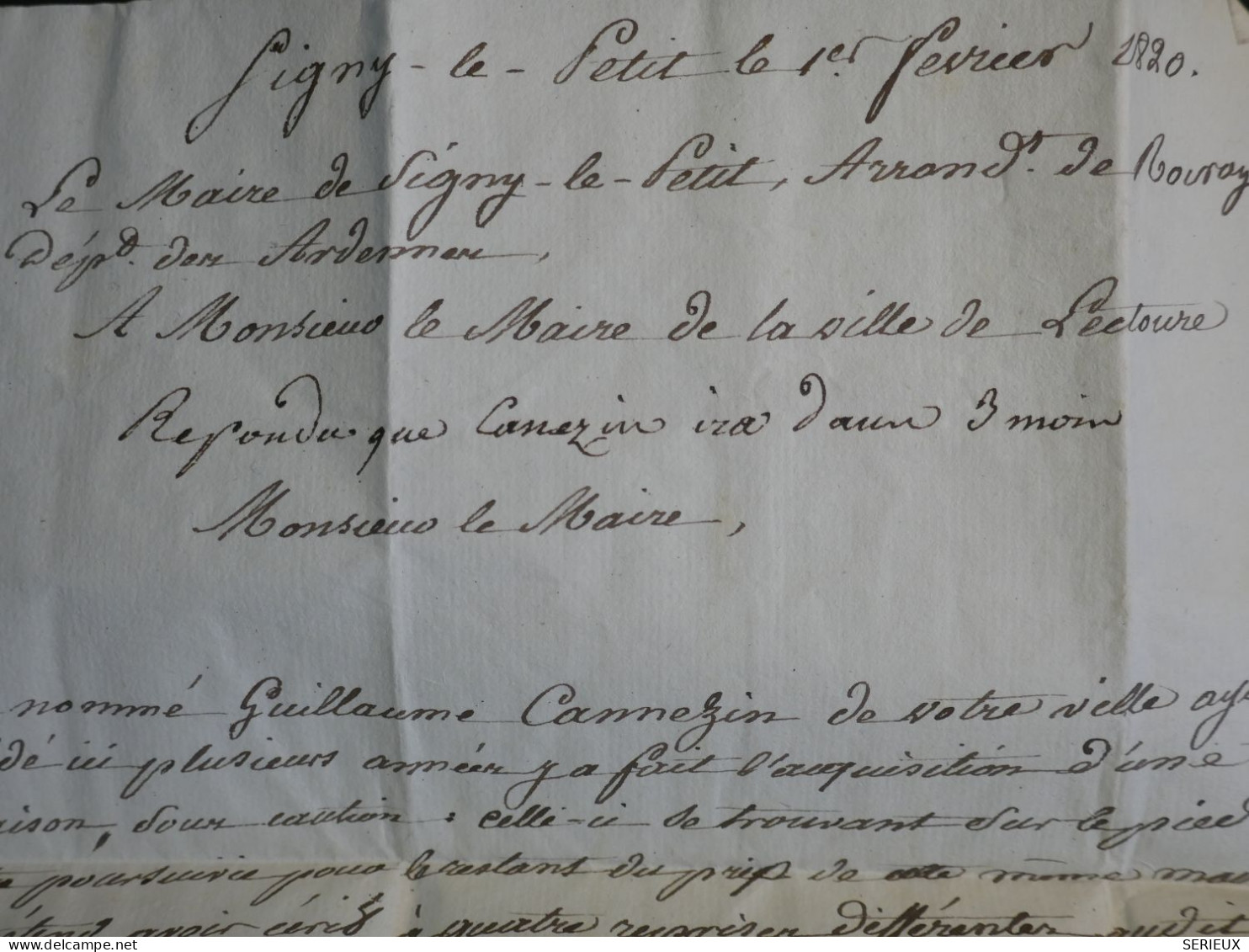 DN15 FRANCE   LETTRE RR  EN PORT PAYé 1820 AUBENTON A LECTOURE + AFF. INTERESSANT++ - 1801-1848: Précurseurs XIX