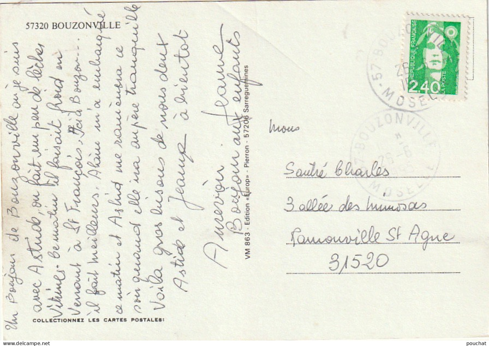 FI 20 -(57) BOUZONVILLE  -   CARTE COULEURS MULTIVUES  -  2 SCANS - Other & Unclassified