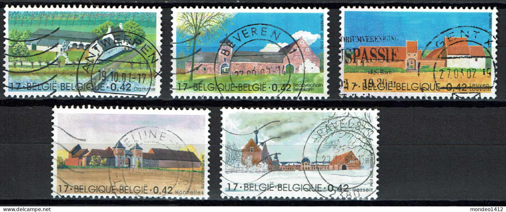 België OBP 3017/3021 - Nature Farms Manors  Complete - Used Stamps