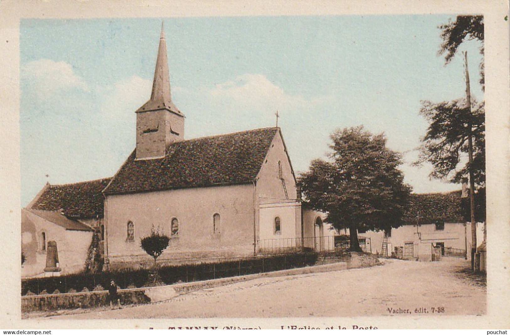 FI 21 -(58) TAMNAY  -  L'EGLISE ET LA POSTE -  CARTE COLORISEE  -  2 SCANS - Altri & Non Classificati